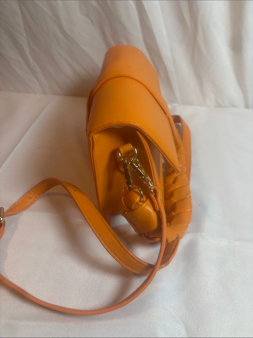 Stylish Orange Braided Strap Shoulder Bag - Women